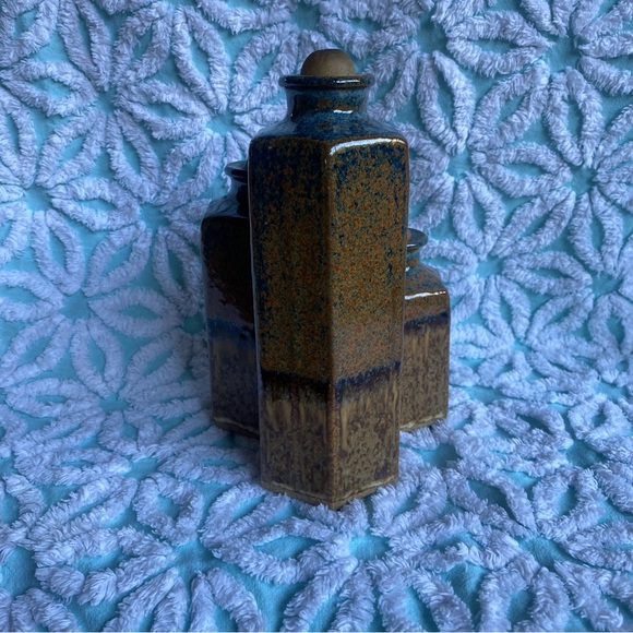 Vintage Pottery oil lamp 3 burner signed glazed - Picture 4 of 9